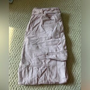 Pink High Waisted Straight Leg Cargo
